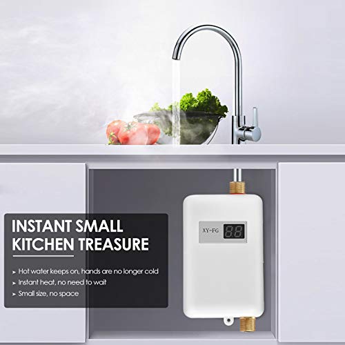 KOSIEJINN Mini calentador de agua, calentador de agua eléctrico instantáneo 3800W, calentador de agua sin tanque con pantalla LCD, sistema de ducha de agua caliente para baño y cocina lavado