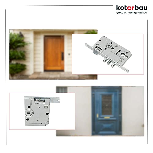 KOTARBAU Cerradura empotrable 72/50 mm, cerradura de puerta, perno, cerradura de seguridad universal L/R, cerradura de puerta corredera para interior y exterior