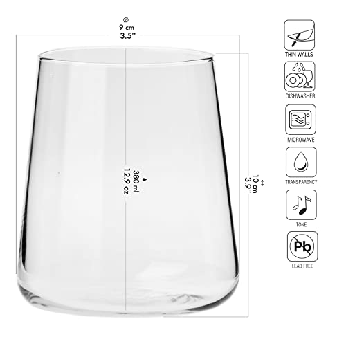 Krosno Vasos de Agua Gin Tumbler | Conjunto 6 Piezas | 380 ML | Avant-Garde Collection | Perfectos para Uso en Casa, Restaurante y en Fiestas | Apto para Microondas y Lavavajillas