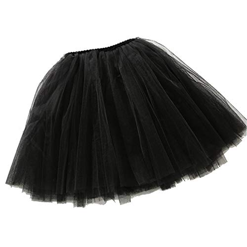 Ksnnrsng Tutu Falda de Mujer Faldas de Tul 50's Short Ballet 3 Capas de Baile para Vestirse Danza (Negro)