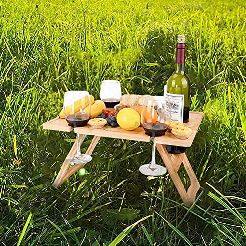 Kuashidai Mesa de picnic de vino al aire libre de madera plegable mesa de picnic cuadrada mesa de vino plegable para jardines balcones y camping al aire libre