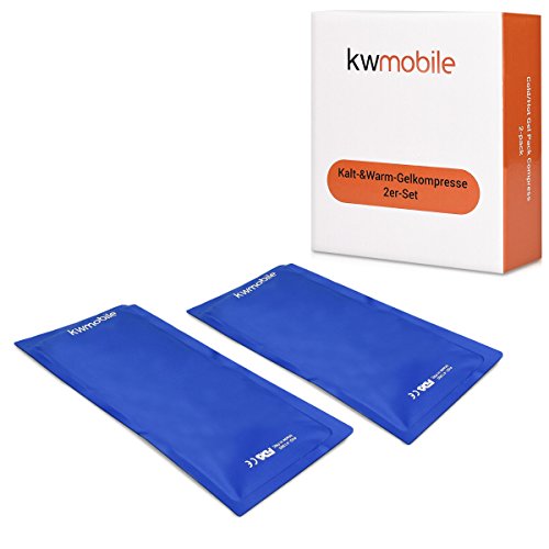 kwmobile 2x Compresa de gel frío y calor - Juego universal reutilizable - Pads de gel frío y caliente - Bandas de 28 x 13 x 1 CM - Bolsitas en azul