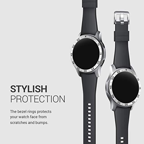 kwmobile Anillo Protector Adhesivo Compatible con Samsung Galaxy Watch (46mm) / Galaxy Gear S3 Frontier & Classic - Bisel para smartwatch en Plata/Negro