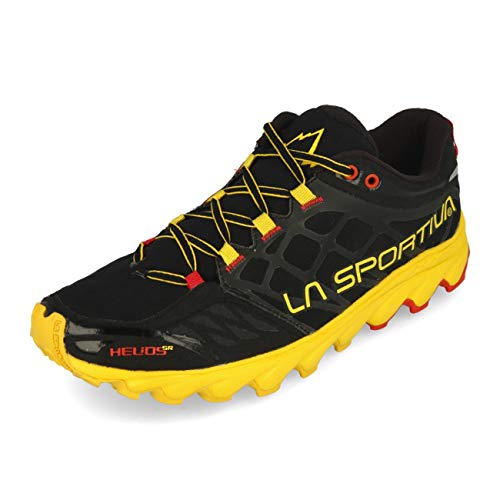 LA SPORTIVA Helios SR, Zapatillas de Mountain Running Hombre, Black/Yellow, 44.5 EU