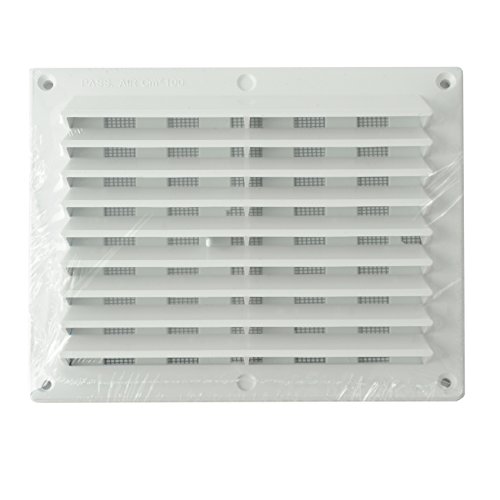 La Ventilazione BDR1714B - Rejilla de ventilación de plástico rectangular, color blanco, 175 x 146 mm