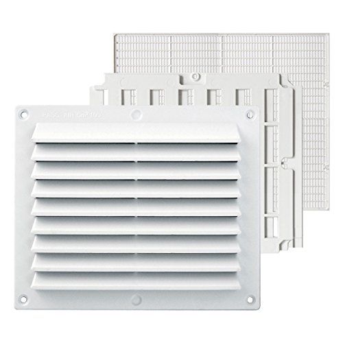 La Ventilazione BDR1714B - Rejilla de ventilación de plástico rectangular, color blanco, 175 x 146 mm