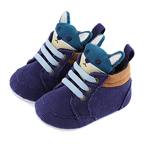 LACOFIA Zapatos Primeros Pasos niños Zapatillas de Cordones con Suela Suave Antideslizante para bebé niños Azul 9-12 Meses