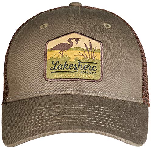 Lakeshore® Gorra de caza, pesca, para exteriores, color oliva, 100% algodón y malla, unisex