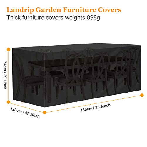 Landrip Funda Mesa Jardin, Funda Muebles Exterior, Impermeable, 420D Oxford Funda Protectora Muebles Jardin, 180x120x74cm