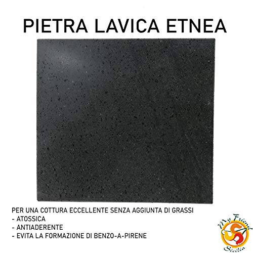 Lava Piedra del Ätna, Pulido, para Barbacoa, 39 x 35 cm, Ideal para Carne y Pescado