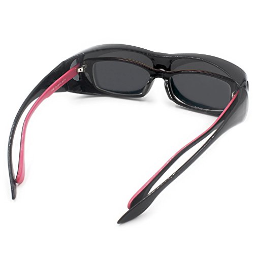 LEDING&BEST Gafas de sol deportivas polarizadas UV400,Gafas de Sol Para Colocar Sobre las Gafas Normales y de Lectura Hombre Mujer (black color)