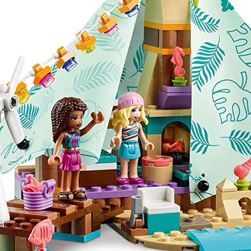 LEGO 41700 Friends Glamping En La Playa, Set de Camping y Aventura para Niños y Niñas 6 Años, con 3 Mini Muñecas y Accesorios