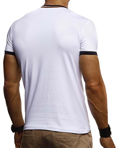 Leif Nelson La Camiseta para Hombre con Cuello en V LN-1330 Blanco Large