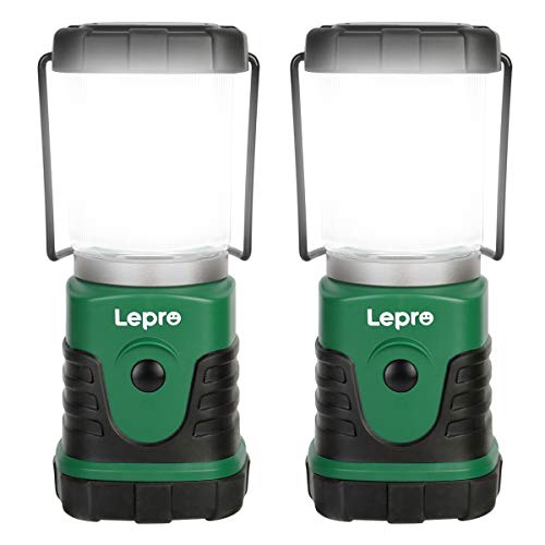 Lepro Linterna de Camping LED, Lámpara de Camping 350 LM (no incluida batería), Farol Camping Regulable 4 Modo de iluminación, Luz de Emergencia LED para Camping, Senderismo, Pesca, etc, Pack of 2