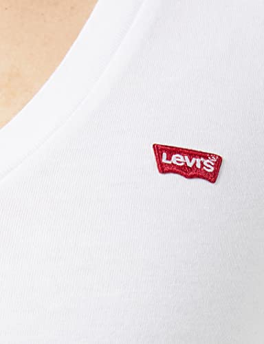 Levi's Vneck Camiseta de Manga Corta, White (White + 0002), Large para Mujer