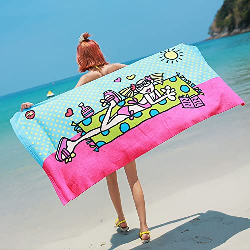 LFXIONG Toalla de Playa de Microfibra,,Toalla Absorbente de Secado rápido Adecuada para Mujeres Adultas y niños Vacaciones en la Playa .Playa, Camping, Yoga. (70x150cm, Rojo + Azul)