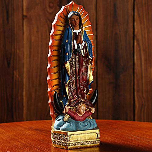LGYKUMEG Santa Figura María con Jesús Niño Madonna Immaculata Madre de Dios Deco Figura Madonna Estatua con Vestido Rojo y Abrigo Azul, Idea de Regalo Pintada a Mano - Maria Estatura Religion,S1