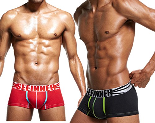 LikeJump Pack de 2 Calzoncillos Trunks Bóxer Briefs para Hombre Ropa Interior Boxer Deportivo Transpirable de Hombre Men's Underwear