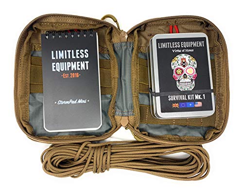 Limitless Equipment Caja de regalo definitiva: kit de supervivencia Mark 1, bolsa EDC-XS, almohadilla resistente a la intemperie y paracaídas
