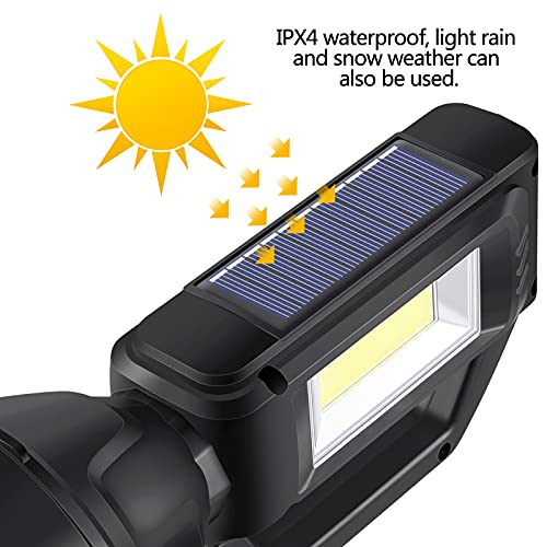 Linterna led recargable, 4 modos de luz, carga solar, IPX4 resistente al agua, apto para luces de emergencia domésticas, luces de camping al aire libre, luces de trabajo