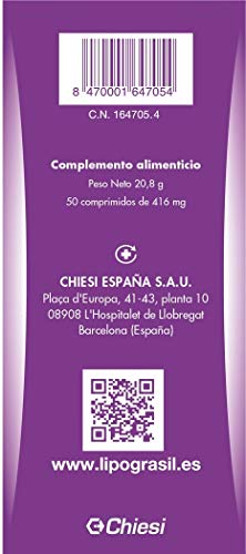 Lipograsil Clásico Doble Efecto ingredientes de origen natural, Tránsito intestinal y control de Peso, 50 Comprimidos