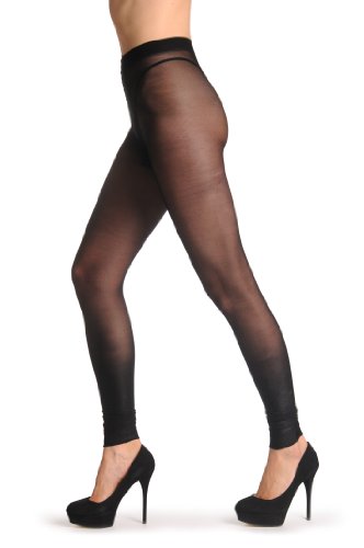 LissKiss Extended Black Ombre Metal Shiny Footless 40 Den - Tights Footless - Negro Medias Sin Pie Talla unica (34-42)