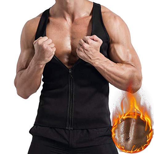 Litthing Chaleco Deportivo para Hombres Faja Sauna Camiseta Térmica Compresión Muscular Vest para Sudoración Gimnasio con Cremallera