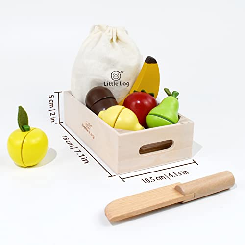 Little Log Juguetes de madera Pretend Play Food para niños Cocina,Juego de roles Juguetes magnéticos de frutas