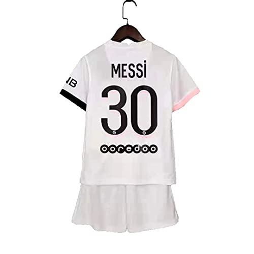 LJB - Camiseta deportiva de fútbol para hombre juvenil y niños, 2021-2022 #30 PSG 21/22 Ropa de entrenamiento de fútbol, blanco, XX-Small