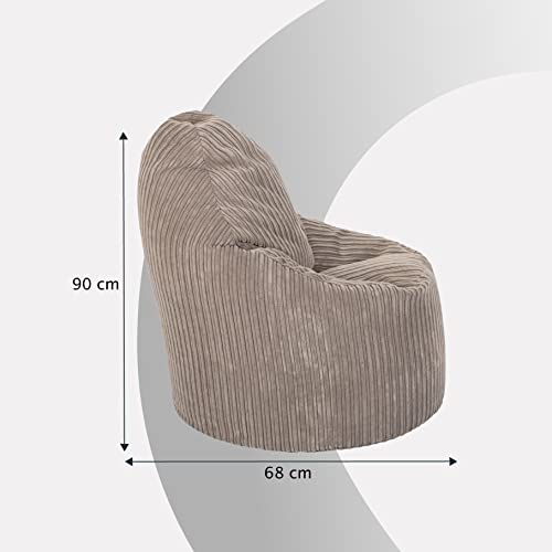 Loft 25 Silla Bean Bag | Cordón Jumbo El Rinoceronte | Tumbona para Juegos de Interior | Diseño ergonómico para Horas de relajación (Acero)