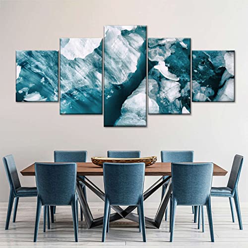 LOLAS 5 Piezas Cuadro de Lienzo - Icebergs y glaciares Pintura 5 Impresiones de imágenes Decoración de Pared para el hogar Pinturas y Carteles de Arte HD | 100x55cm