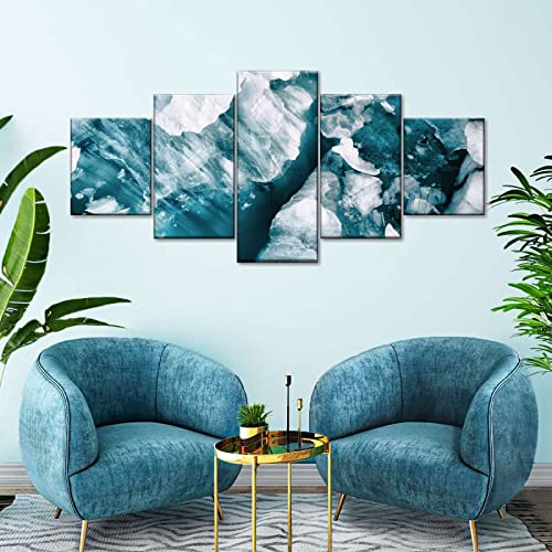 LOLAS 5 Piezas Cuadro de Lienzo - Icebergs y glaciares Pintura 5 Impresiones de imágenes Decoración de Pared para el hogar Pinturas y Carteles de Arte HD | 100x55cm