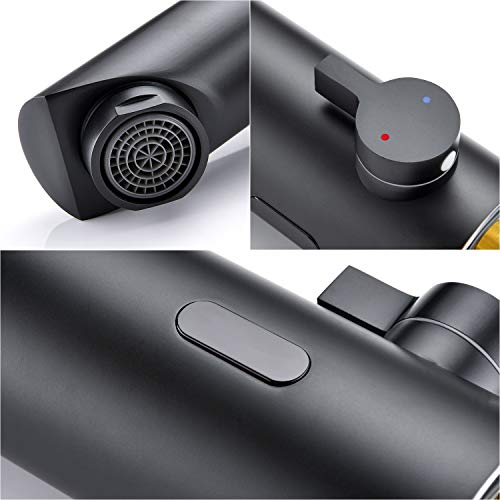 Lonheo Grifo sensor automatico,Grifo de lavabo electrónico para agua caliente y fría,Grifo para baño negro altura de 180mm