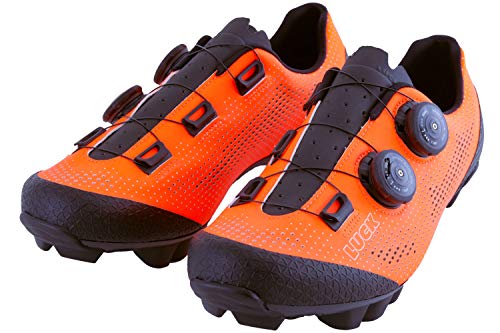 LUCK Excalibur Zapatillas Ciclismo MTB | Naranja Flúor | Suela de Carbono SHD | Doble Cierre Rotativo ATOP | Puntera Trasera de Refuerzo, Hombre Mujer