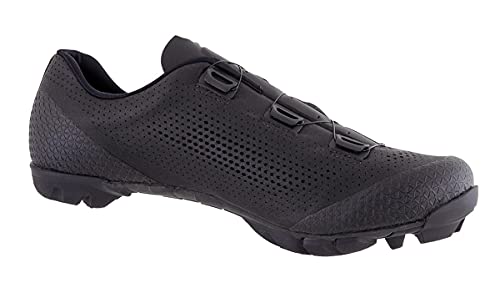 LUCK Poseidon | Zapatillas MTB para Hombre y Mujer | Suela de Carbono | Doble Cierre Rotativo | Zapatillas para Bicicleta de Montaña (41, Negro)