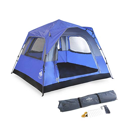 Lumaland Outdoor Pop Up Confort Tienda de campaña para 3 Personas Camping Festival 210 x 210 x 140 cm con Bolsa de Transporte - Azul