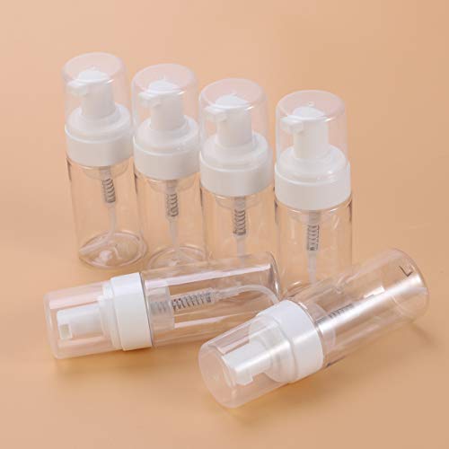 Lurrose Botella plástica bomba de 6Pcs 100ML, botella que hace espuma botella cosmética del viaje transparente,envases para el líquido limpiador facial de los champús