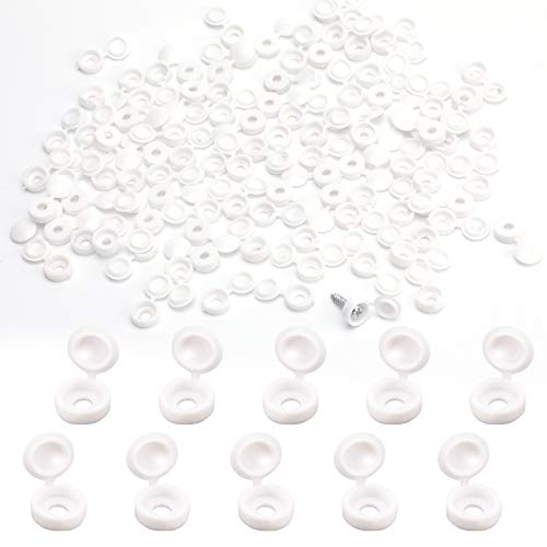 LUTER 100 Tapas de Plástico con Bisagras para Tornillos, Tapas de Rosca Plegables, Tapas de Arandela, Tapas Abatibles (Blanco)