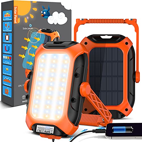 Luz Camping Portatil Linterna Camping - 10000 Mah Solar Batería Recargable Foco Led USB Ip65 Impermeable Lampara Camping para Tienda, Camping, Senderismo, Emergencia, Trabajo