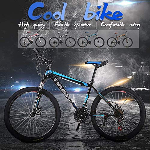 L&WB Bicicletas De Montaña para Adultos De 26 Pulgadas De Acero Al Carbono Trail Mountain Bike High Carbon Steel Full Spring Frame Bicicletas,B,24speed