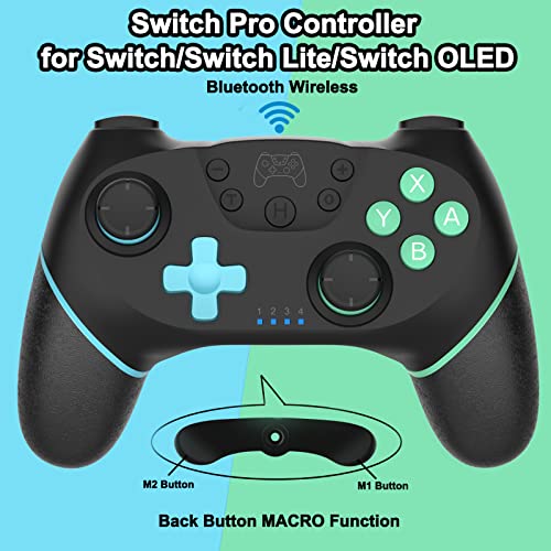 Maegoo Mando Switch, Inalámbrico Switch Mando Pro Gamepad Joystick con Turbo y Macro Función, 6 Gyro Axis y Dual Vibration Mando para Nintendo Switch/Switch Lite/Switch OLED