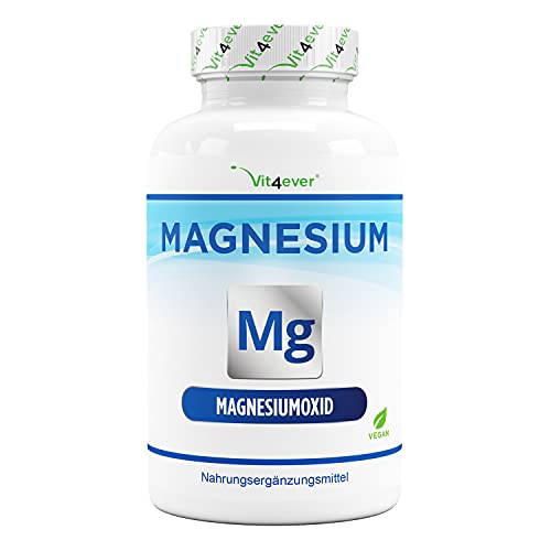 Magnesio - 365 cápsulas (12 meses) - 665 mg por cápsula, de los cuales 400 mg de magnesio elemental - Altamente dosificado - Sin aditivos indeseables - Vegano