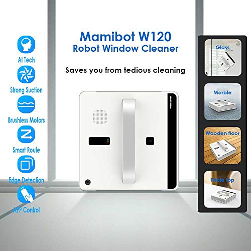 Mamibot W120 iGlass Window Cleaning Robot Lavadora robótica automática para limpiar ventanas de gran altura en interiores y exteriores con control remoto y control de aplicaciones