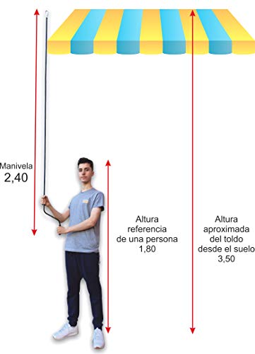 Manivela Profesional para toldos enrollables Muy Corta (110 centímetros, Color Blanco)