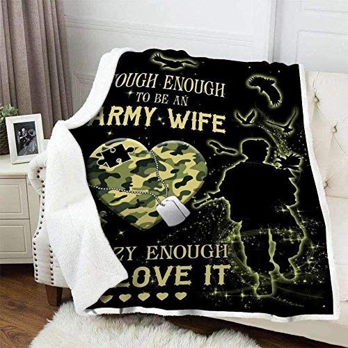 Manta de forro polar personalizada para manta de dormitorio, esposa del ejército, regalos significativos
