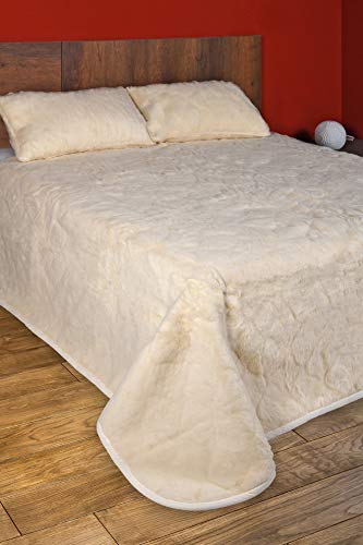 Manta de lana de merino natural de regalo con 2 fundas de almohada de lana merina.