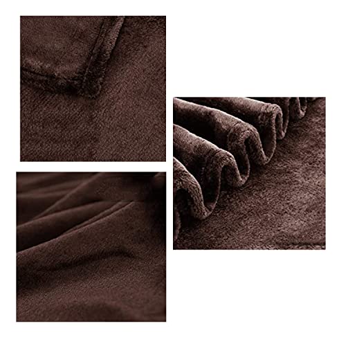 Mantas de Franela Súper Suaves Esponjosas de Felpa Suave para El Sofá Cama Colcha de Microfibra y Felpa (Marrón, 160 x 220 cm)