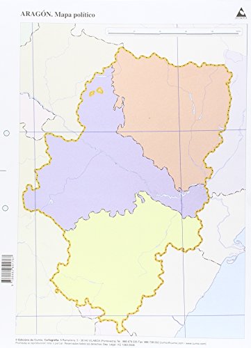 Mapa político de Aragón, 50 unidades (Mapas mudos)
