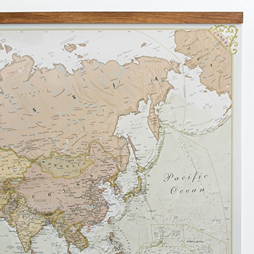 Maps International - Mapa del mundo gigante, póster antiguo con el mapa del mundo, plastificado - 197 x 116,5 cm – Colores clásico