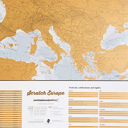 Maps International - Mapa rascable, edición europea, cartografía detallada al máximo - 59 x 84 cm